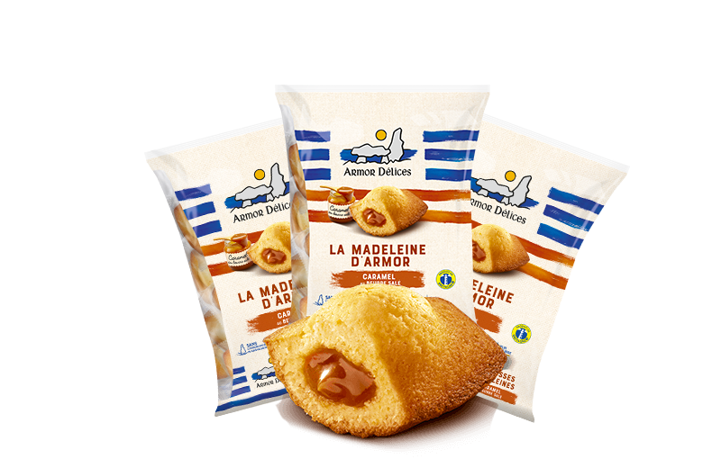 Photo de La Madeleine Pur Beurre , Fourrage Caramel au Beurre Salé - Sachets de 8 madeleines