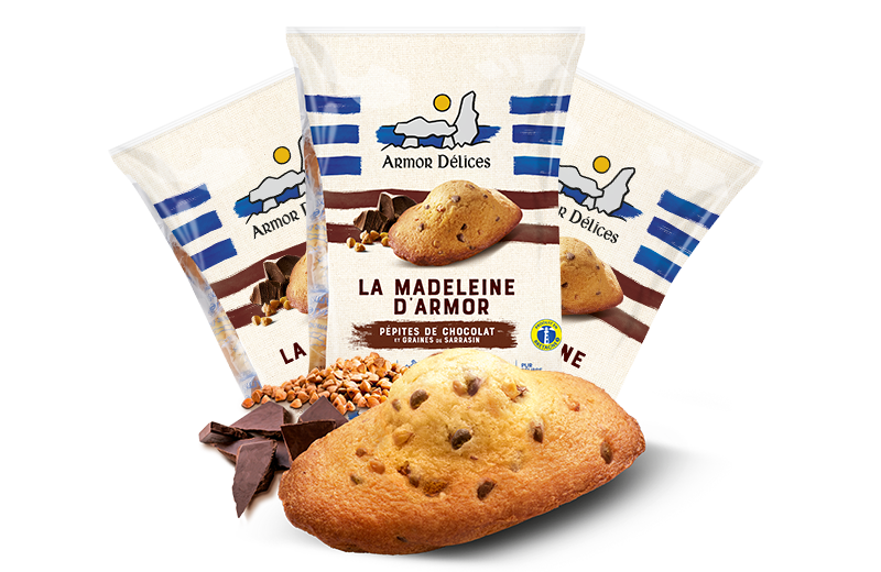 Madeleine d'Armor aux Pépites de Chocolat et Graines de Sarrasin Torréfiées