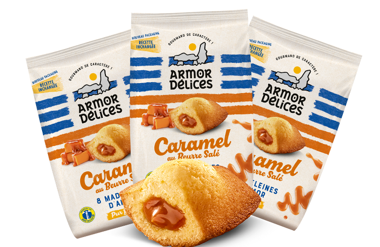 La Madeleine Pur Beurre , Fourrage Caramel au Beurre Salé - Sachets de 8 madeleines