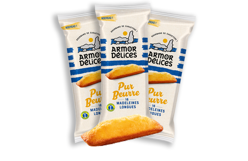 (PROCHAINEMENT) La Madeleine Longue Pur Beurre Armor Délices - Sachets de 16 Madeleines Longues